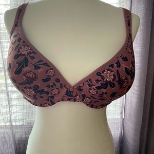 Lucky Brand | 40D / Floral Mauve and Mauve Lace Lightly Padded Underwire Bra